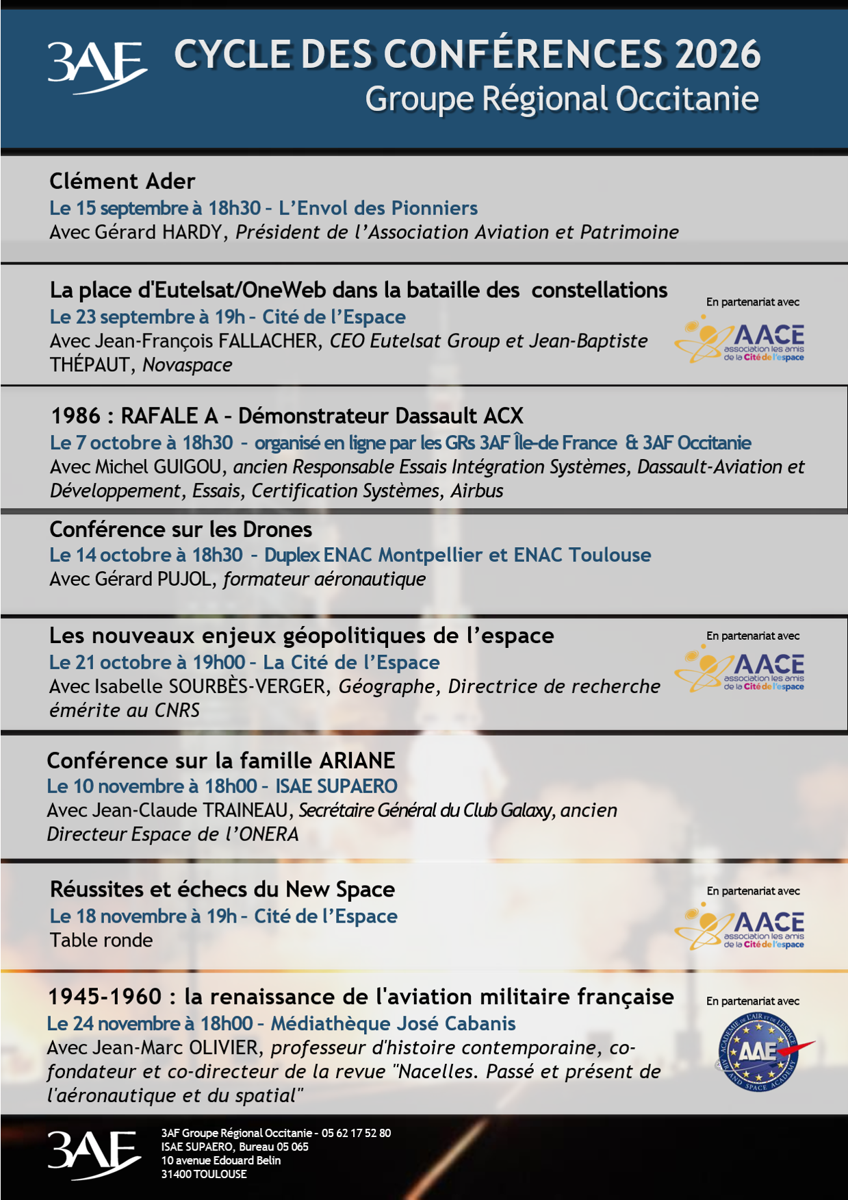Programme des conférences 3AF Occitanie