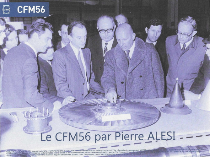 De gauche à droite : Jean Deviese directeur technique de la SNECMA, Pierre Alesi ingénieur en chef C